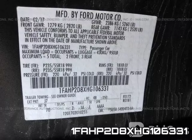 1FAHP2D8XHG106331 фото 10