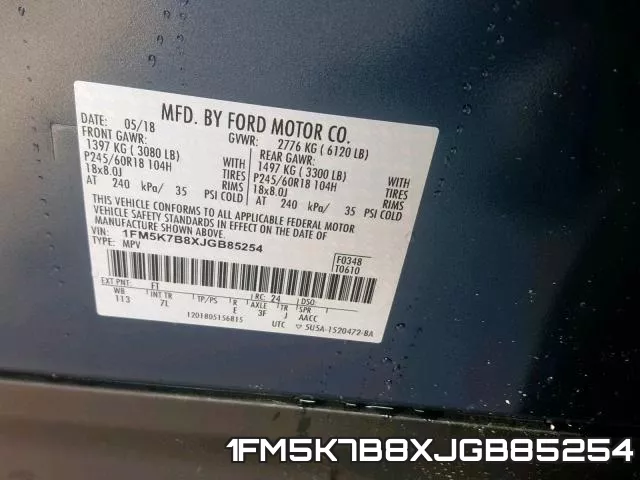 1FM5K7B8XJGB85254 фото 2
