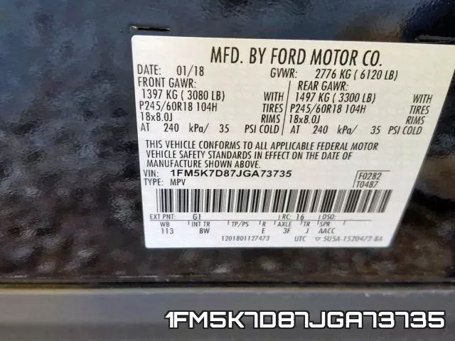 1FM5K7D87JGA73735 фото 2
