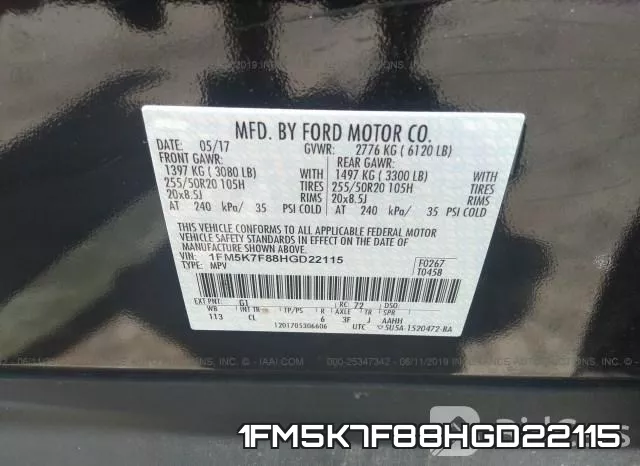 1FM5K7F88HGD22115 фото 10