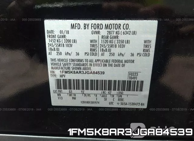 1FM5K8AR3JGA84539 фото 10