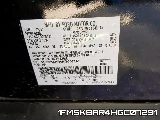 1FM5K8AR4HGC07291 фото 2