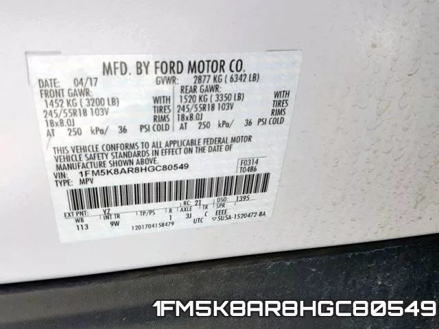 1FM5K8AR8HGC80549 фото 2