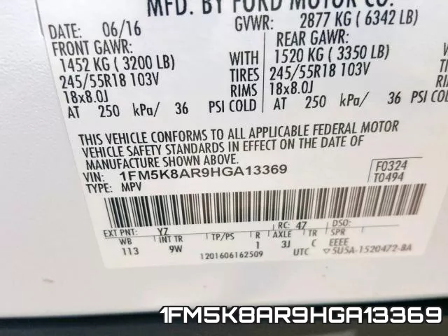 1FM5K8AR9HGA13369 фото 2