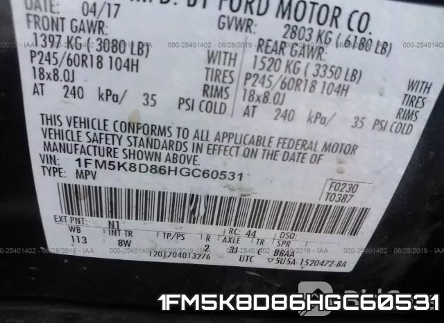 1FM5K8D86HGC60531 фото 10