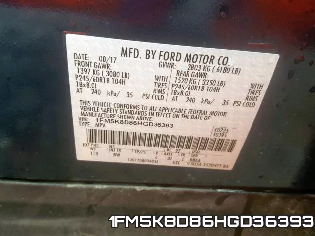1FM5K8D86HGD36393 фото 2