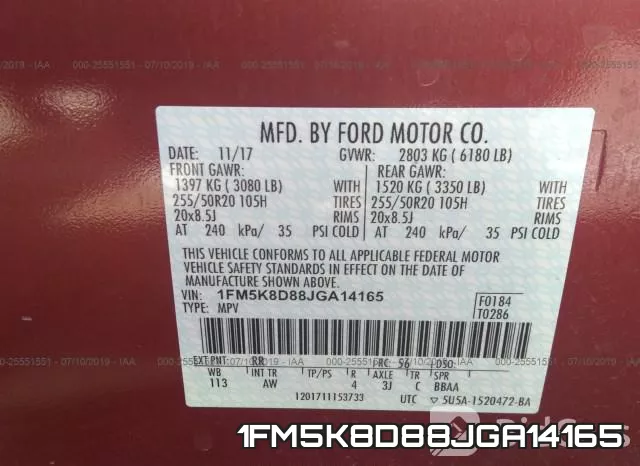 1FM5K8D88JGA14165 фото 10