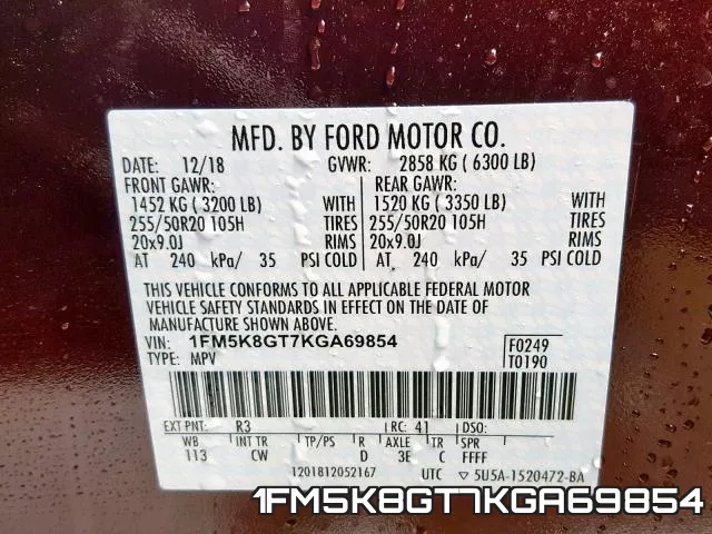 1FM5K8GT7KGA69854 фото 2