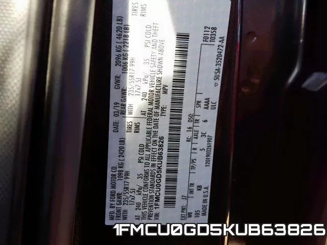 1FMCU0GD5KUB63826 фото 2