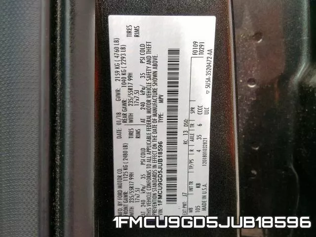 1FMCU9GD5JUB18596 фото 2