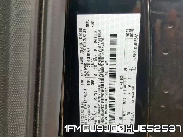 1FMCU9JD0HUE52537 фото 2