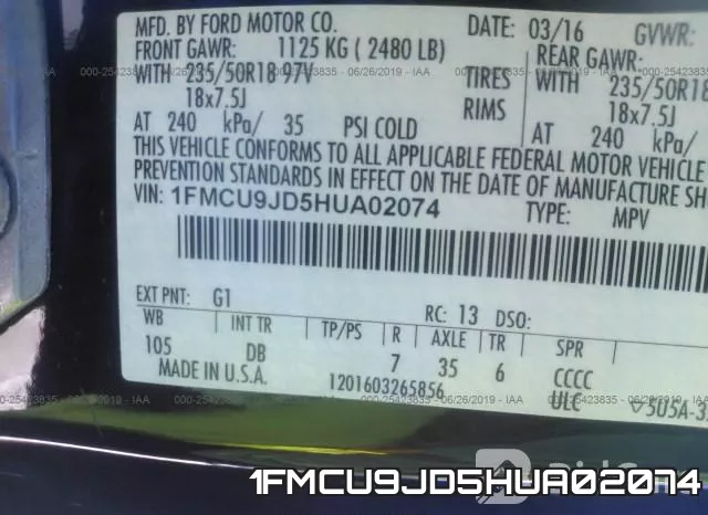 1FMCU9JD5HUA02074 фото 10