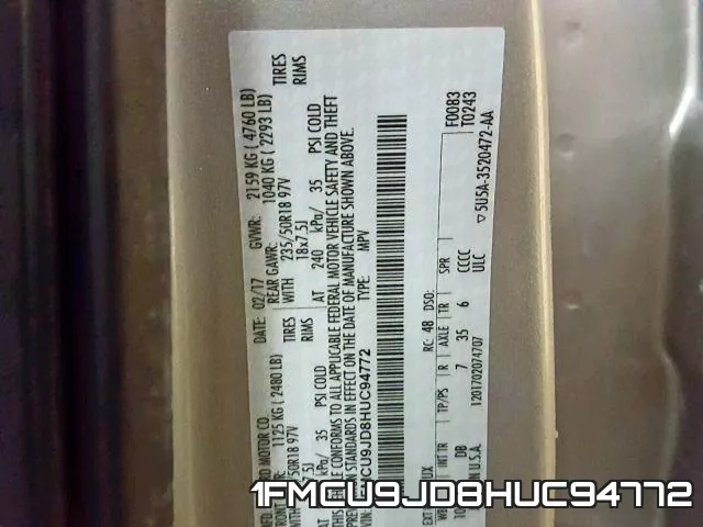 1FMCU9JD8HUC94772 фото 2