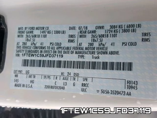 1FTEW1C59JFD37119 фото 2