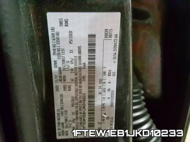 1FTEW1EB1JKD10233 фото 2