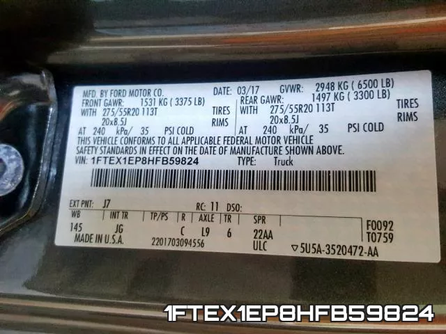 1FTEX1EP8HFB59824 фото 2