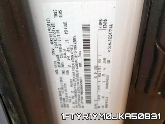 1FTYR1YM0JKA50831 фото 2