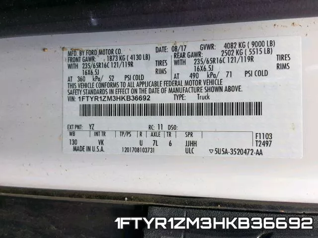 1FTYR1ZM3HKB36692 фото 2