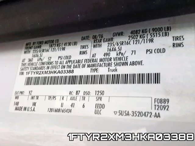 1FTYR2XM3HKA03388 фото 2