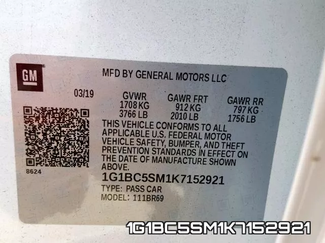 1G1BC5SM1K7152921 фото 2