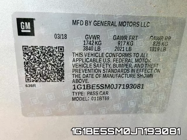 1G1BE5SM0J7193081 фото 2