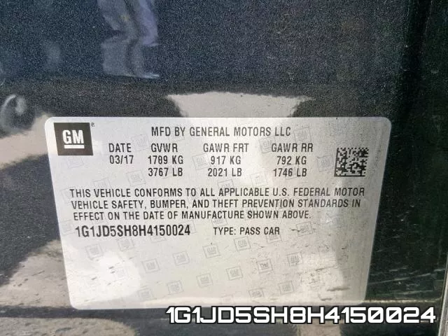 1G1JD5SH8H4150024 фото 2