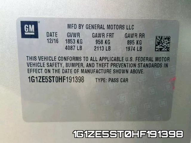 1G1ZE5ST0HF191398 фото 2
