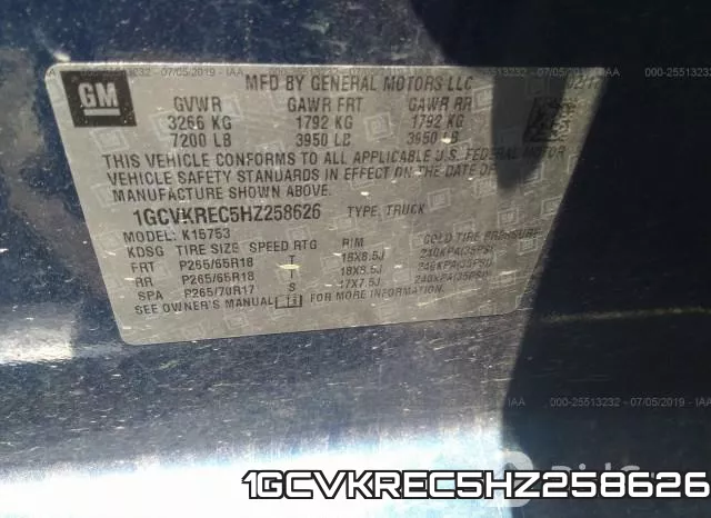 1GCVKREC5HZ258626 фото 10