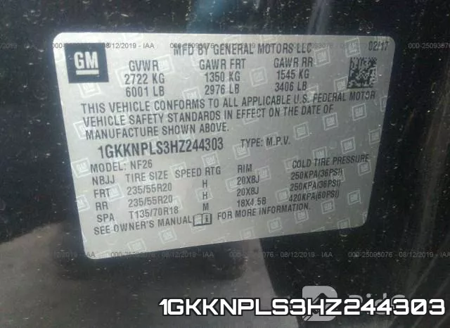 1GKKNPLS3HZ244303 фото 10