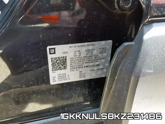 1GKKNULS8KZ231486 фото 2