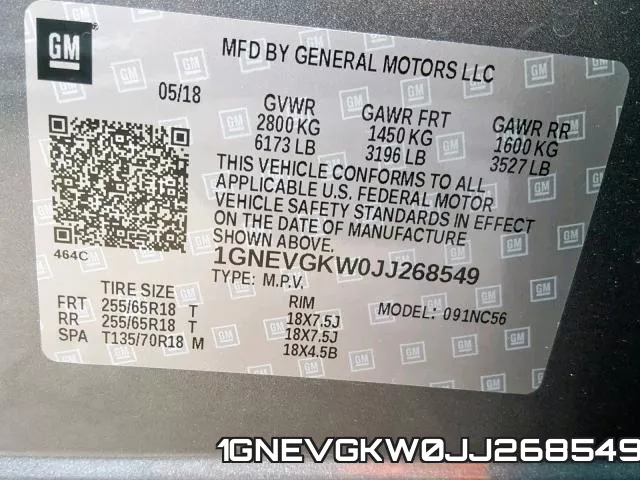 1GNEVGKW0JJ268549 фото 2