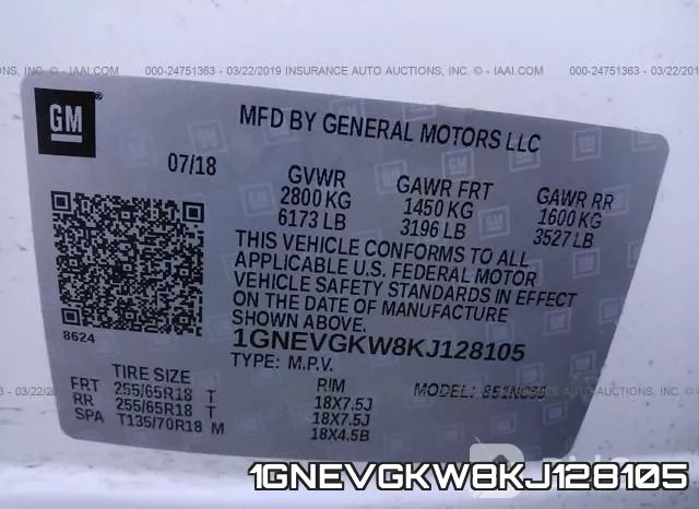 1GNEVGKW8KJ128105 фото 10