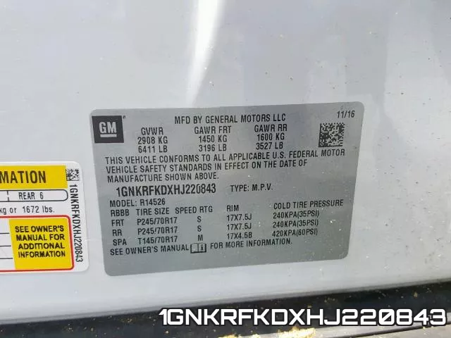 1GNKRFKDXHJ220843 фото 2