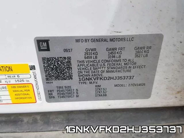 1GNKVFKD2HJ353737 фото 2