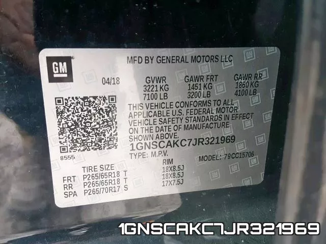 1GNSCAKC7JR321969 фото 2