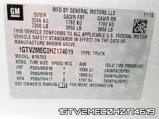 1GTV2MEC0HZ174619 фото 2
