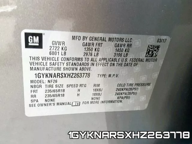 1GYKNARSXHZ263778 фото 2