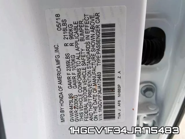 1HGCV1F34JA175483 фото 2