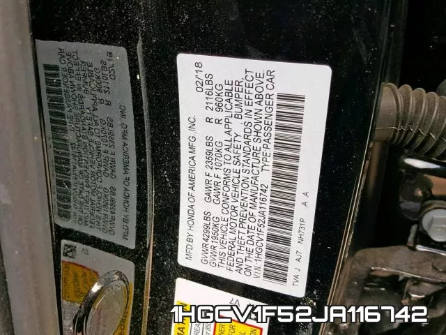 1HGCV1F52JA116742 фото 2