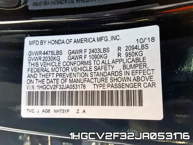 1HGCV2F32JA053176 фото 2