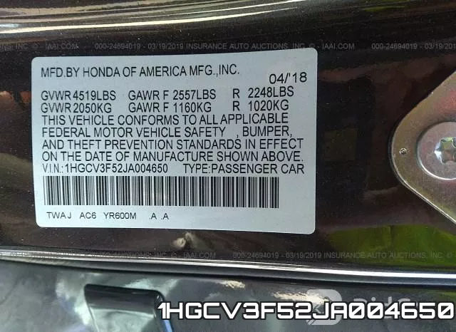 1HGCV3F52JA004650 фото 10