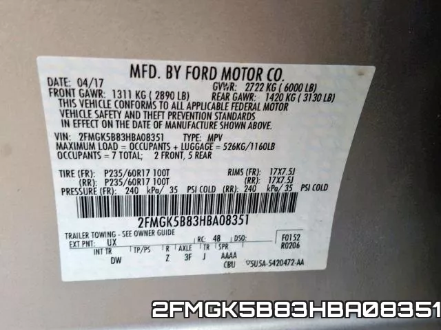 2FMGK5B83HBA08351 фото 2