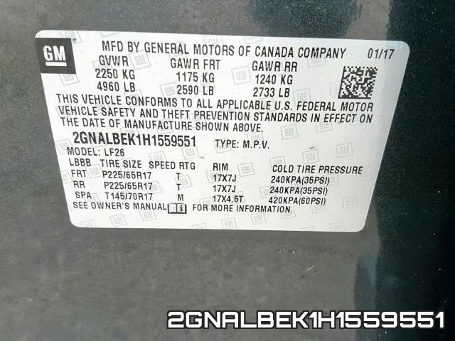2GNALBEK1H1559551 фото 2