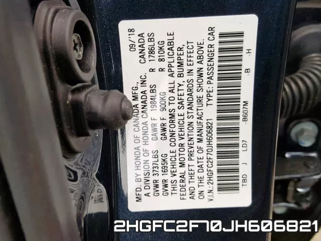2HGFC2F70JH606821 фото 2