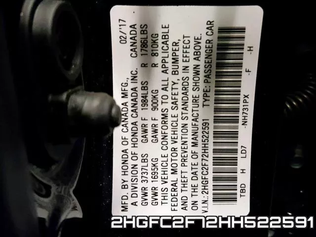 2HGFC2F72HH522591 фото 2