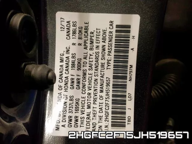 2HGFC2F75JH519657 фото 2
