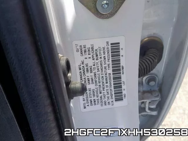 2HGFC2F7XHH530258 фото 2