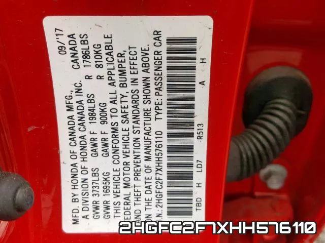 2HGFC2F7XHH576110 фото 2