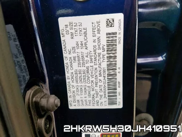 2HKRW5H30JH410951 фото 2