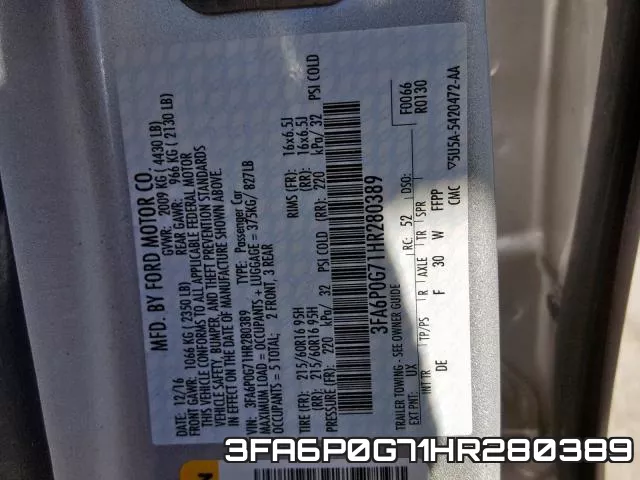 3FA6P0G71HR280389 фото 2